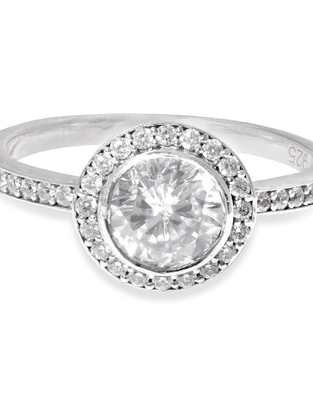 American Diamond Zirconia Openable Statement White Ring