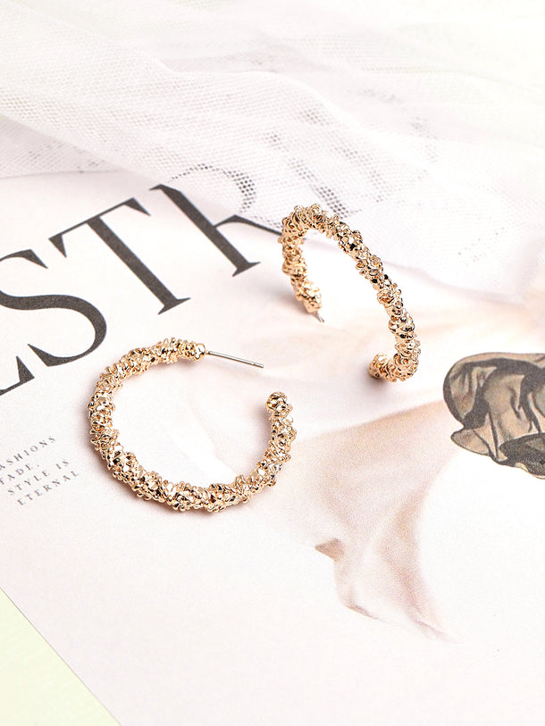 Rubans Gold Plated Handcrafted Half Hoop & Drop Set of 2 Earrings