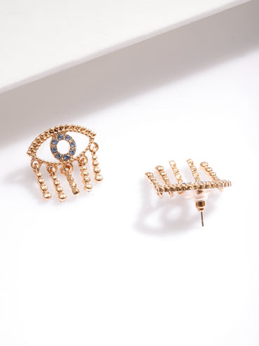 Evil Eye Gold Toned Blue Studs