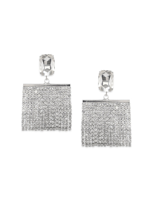 White Crystal Studded Cubic Dangler Earrings