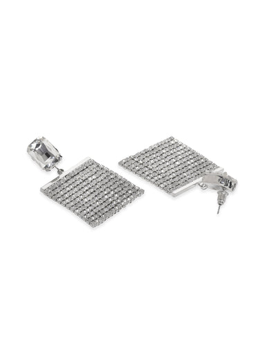 White Crystal Studded Cubic Dangler Earrings