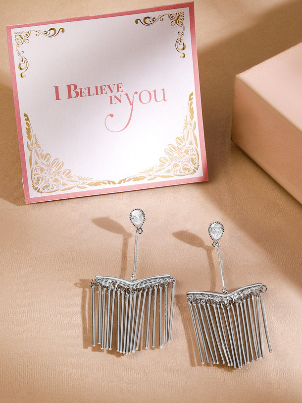 Silver Fringe Tassel Dangler Earrings