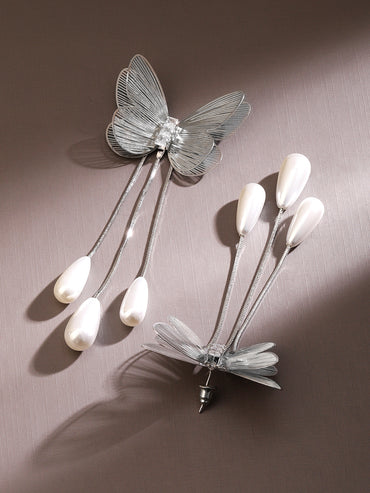 Regal Wings Tassel with Pearls Statement Earrings