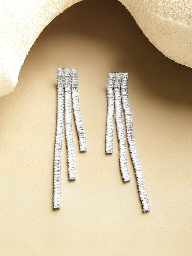 White Crystal Cut Dangler Earrings