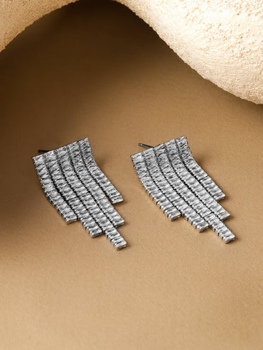 Silver Cascading Geometric Dangler Earrings