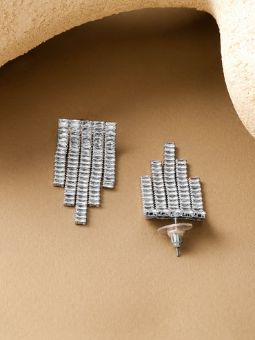 Silver Cascading Geometric Dangler Earrings