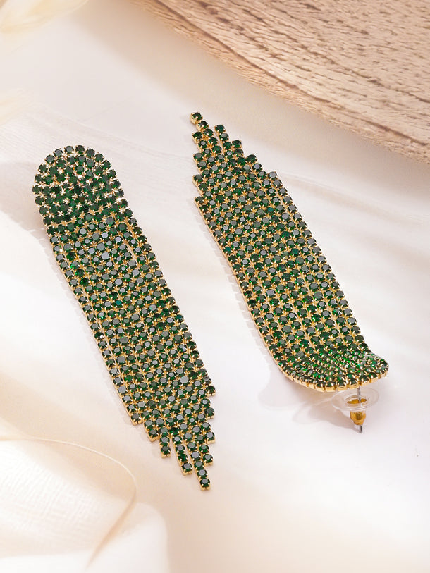 Green Tassel Dangler Earrings