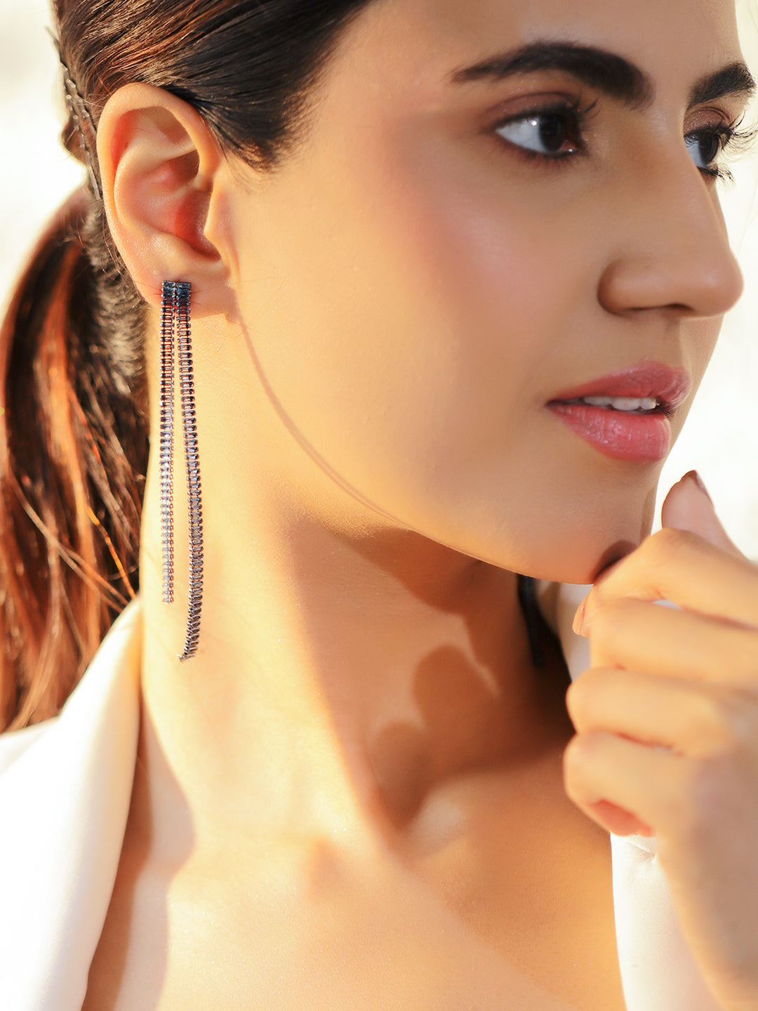 Black Crystal Baguette Earrings