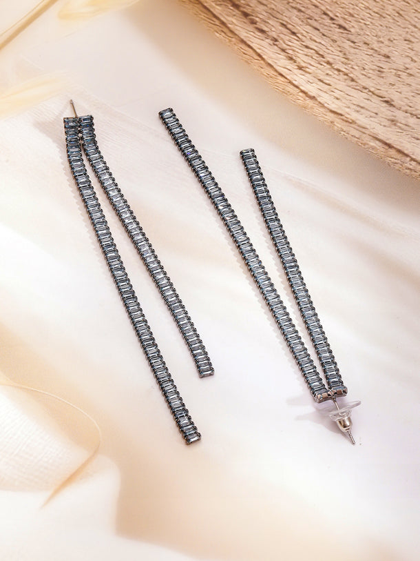 Black Crystal Baguette Earrings