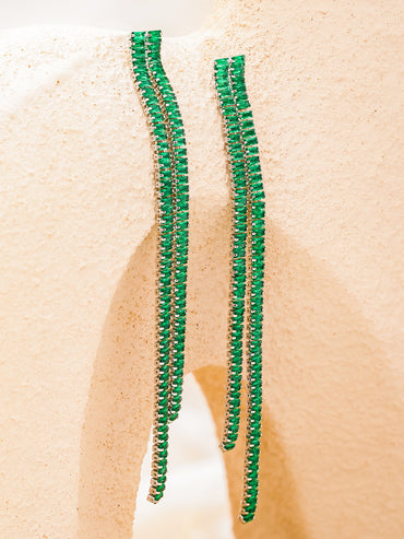 Green Crystal Baguette Earrings
