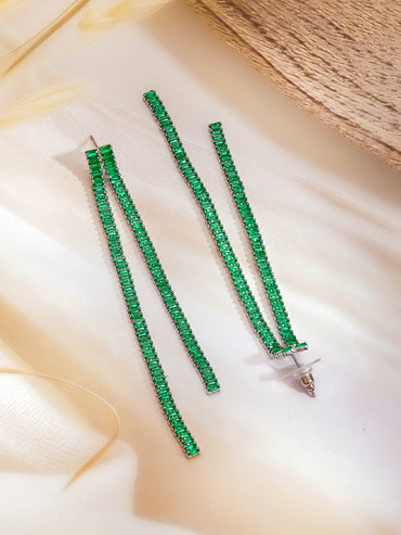 Green Crystal Baguette Earrings