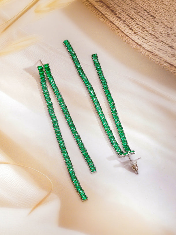 Green Crystal Baguette Earrings