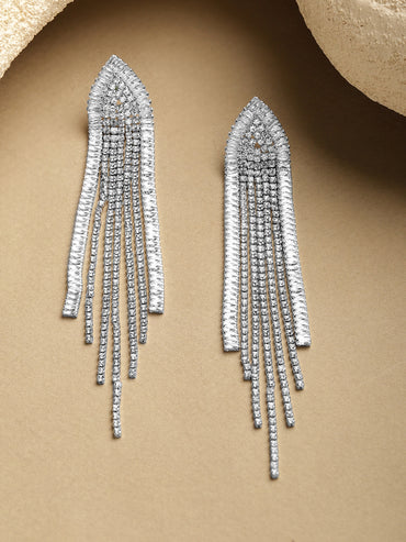 Crystal White Long Dangler Earrings