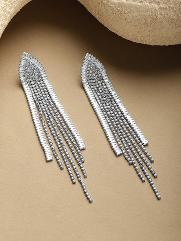 Crystal White Long Dangler Earrings