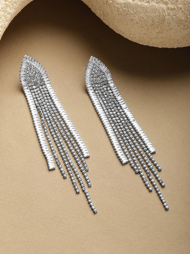 Crystal White Long Dangler Earrings