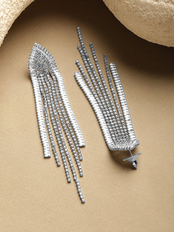 Crystal White Long Dangler Earrings