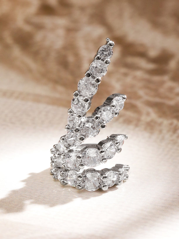 Radiant American Diamond Zirconia Spiral Ear Cuff