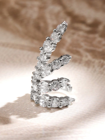 Radiant American Diamond Zirconia Spiral Ear Cuff