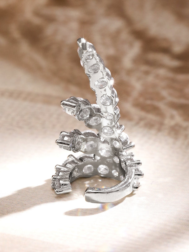 Radiant American Diamond Zirconia Spiral Ear Cuff