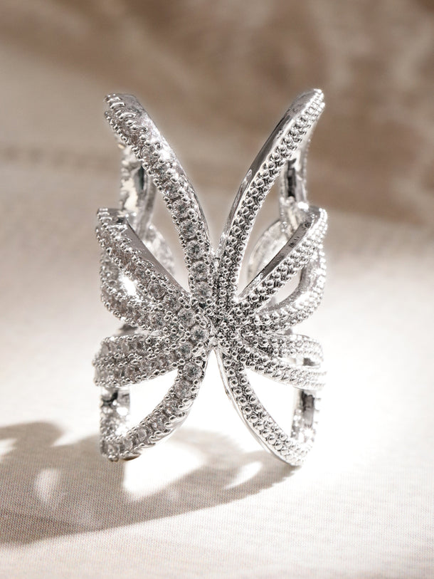 Butterfly Motif Silver Toned Ear Cuffs