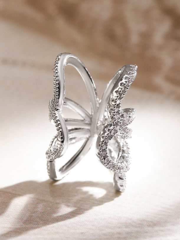 Butterfly Motif Silver Toned Ear Cuffs