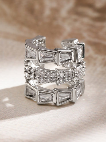 Elegant Triple-Band American Diamond Zirconia Ear Cuff