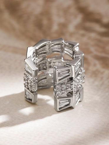 Elegant Triple-Band American Diamond Zirconia Ear Cuff