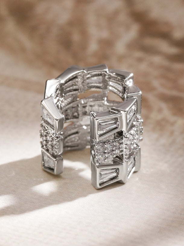 Elegant Triple-Band American Diamond Zirconia Ear Cuff