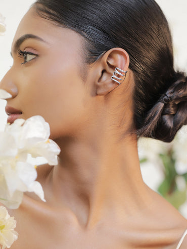 Silver Whispers Spiral Ear Cuff