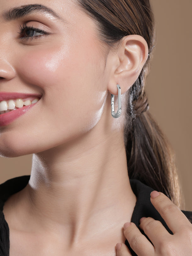 American Diamond Zirconia Geometric Hoop Earrings