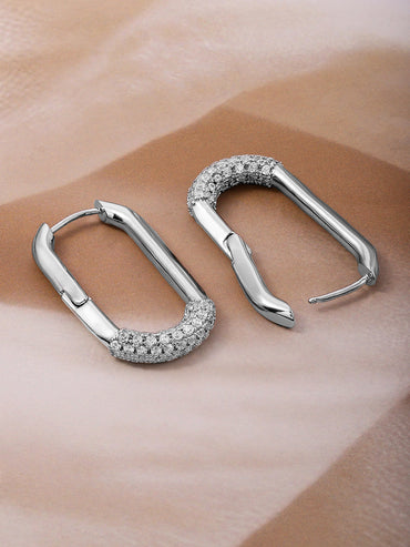 American Diamond Zirconia Geometric Hoop Earrings