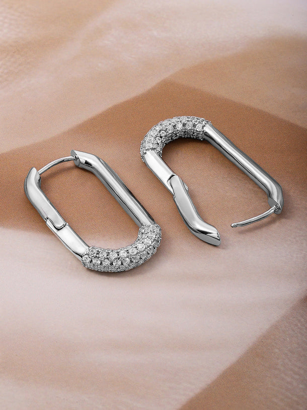 American Diamond Zirconia Geometric Hoop Earrings