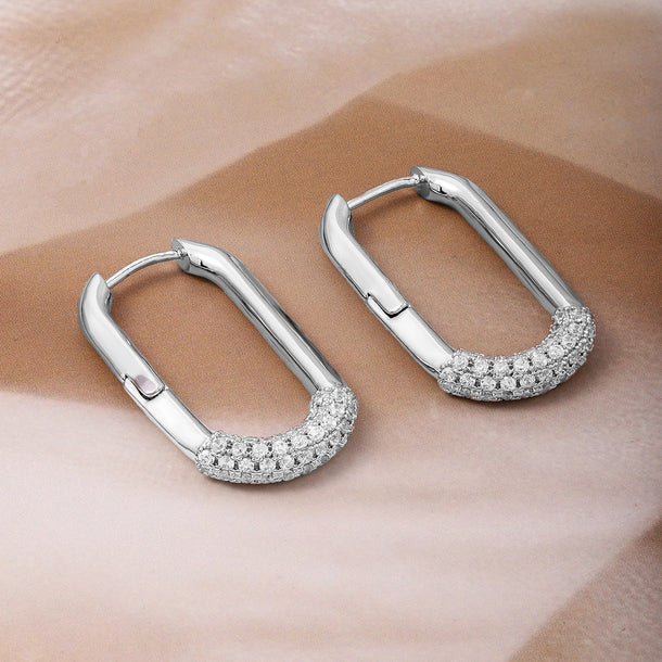 American Diamond Zirconia Geometric Hoop Earrings