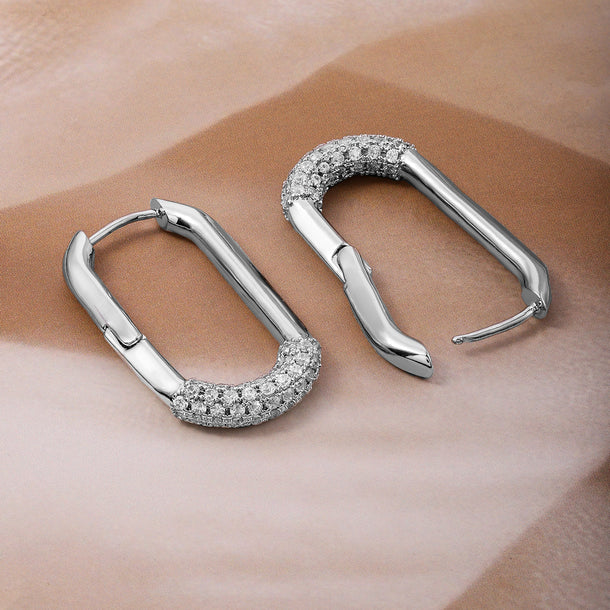 American Diamond Zirconia Geometric Hoop Earrings