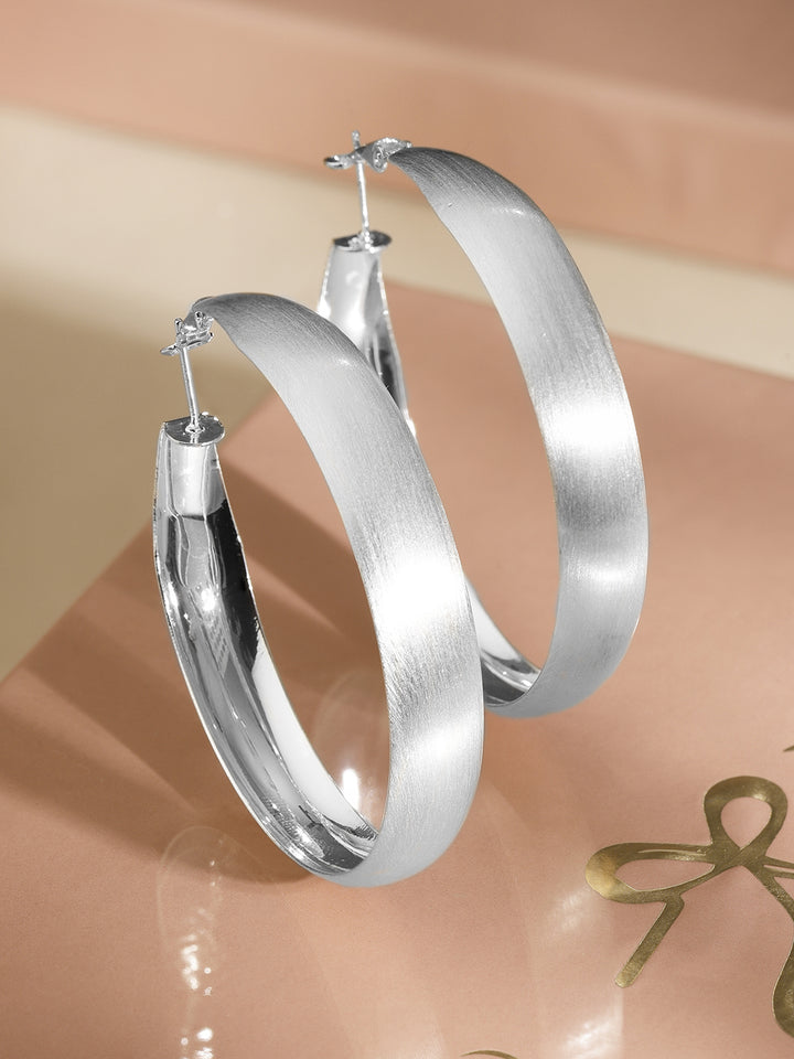 Silver Dawn Curve Bold Hoop Earrings