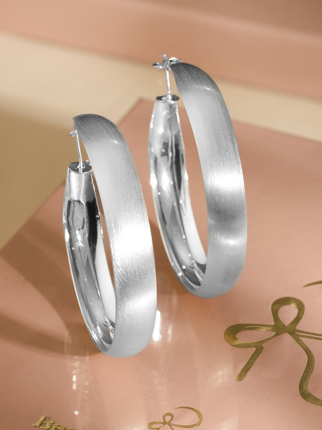 Silver Dawn Curve Bold Hoop Earrings