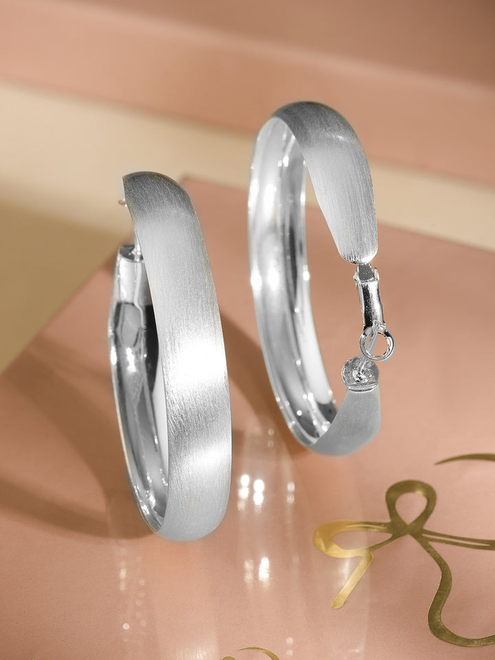 Silver Dawn Curve Bold Hoop Earrings