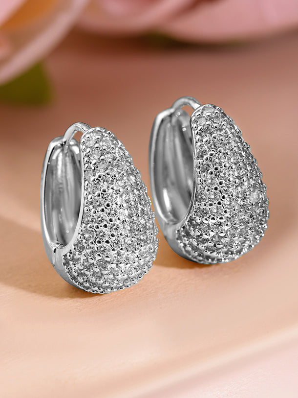 American Diamond Zirconia Huggie Earrings
