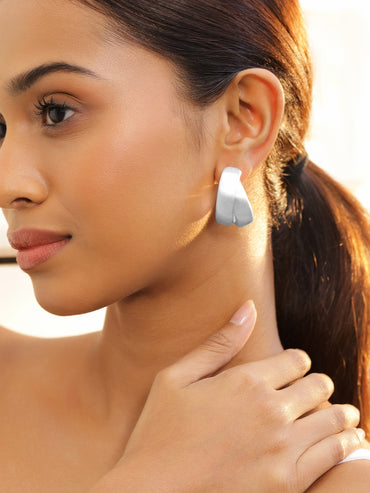 Silver Textured Twist Hoop Earrings