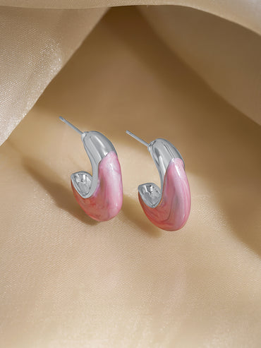 Pink Half-Hoop Earrings