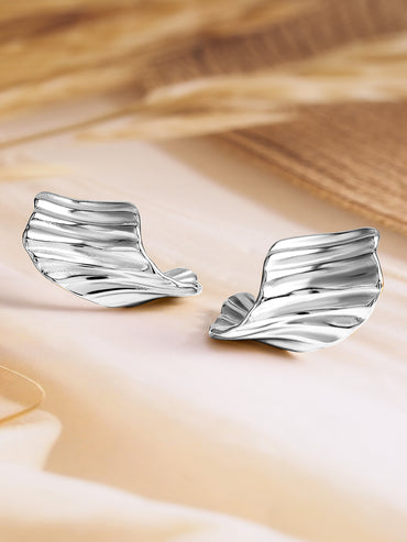 Abstract Shape Silver Textured Studs