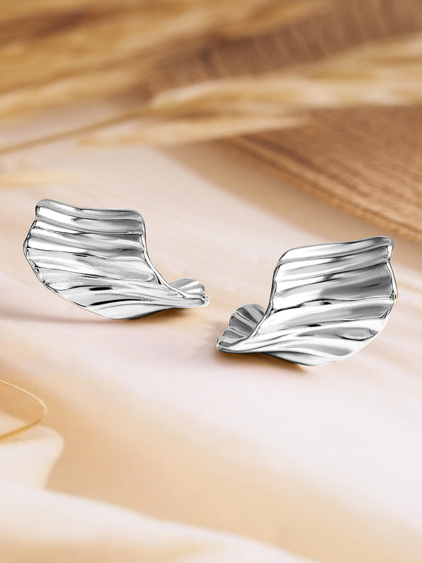 Abstract Shape Silver Textured Studs