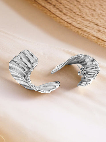Abstract Shape Silver Textured Studs