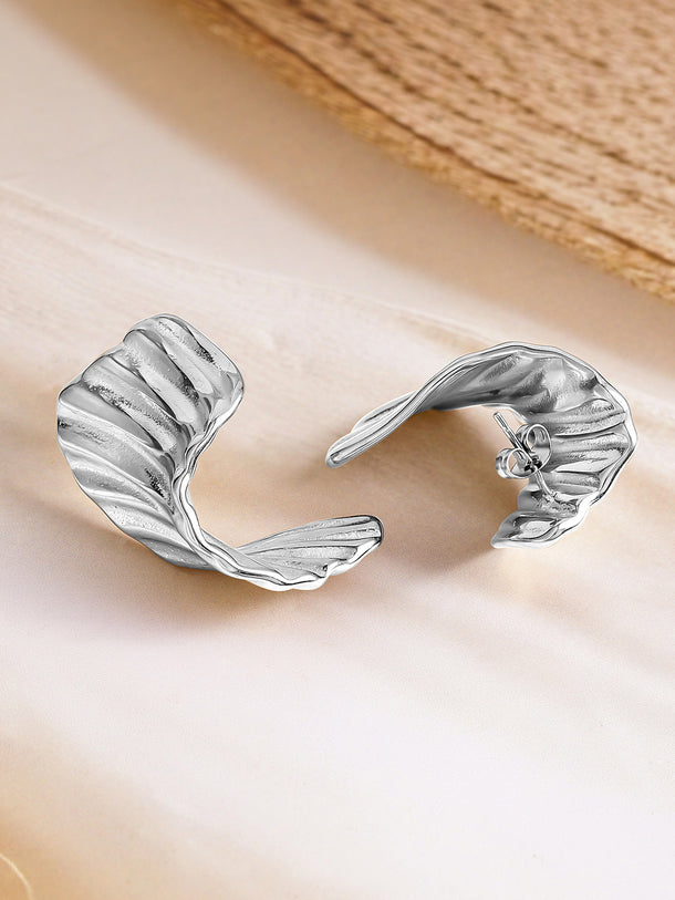Abstract Shape Silver Textured Studs