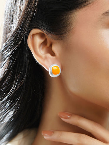 Minimal Yellow Enamel Stud Earrings