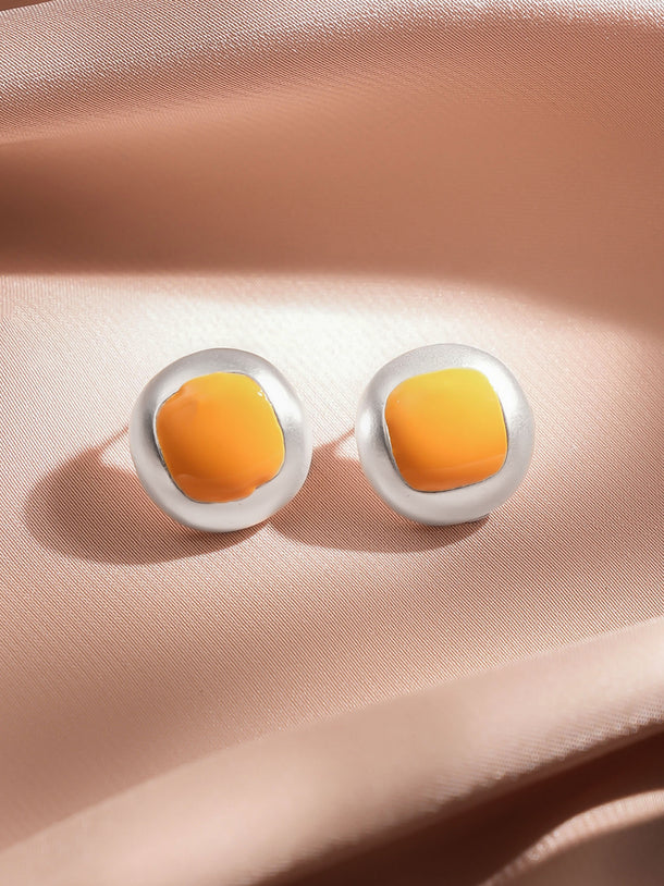 Minimal Yellow Enamel Stud Earrings