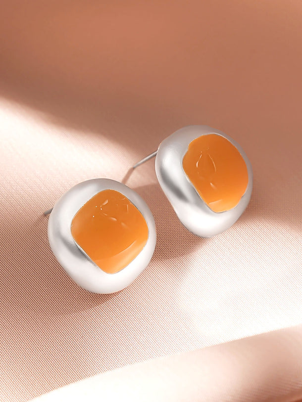 Minimal Yellow Enamel Stud Earrings
