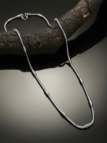Sleek Oxidized Tube-Link Necklace