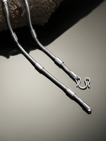 Sleek Oxidized Tube-Link Necklace