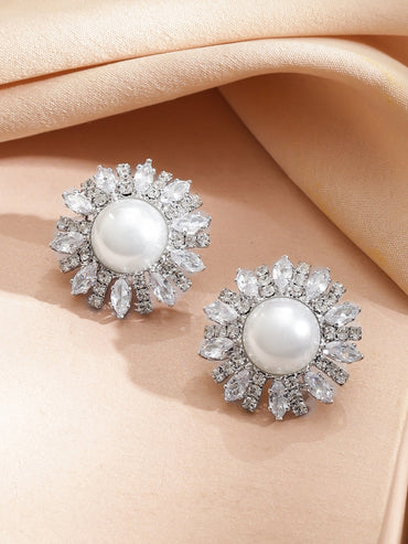 Crystal Studded pearl Necklace Set